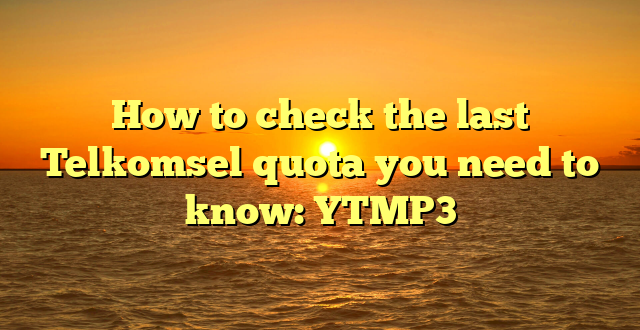 How to check the last Telkomsel quota you need to know: YTMP3
